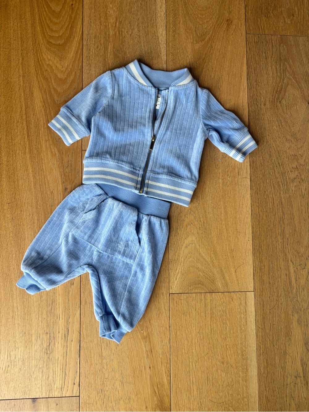 Light Blue Baby Two-Piece Zip Jacket & Pants Set